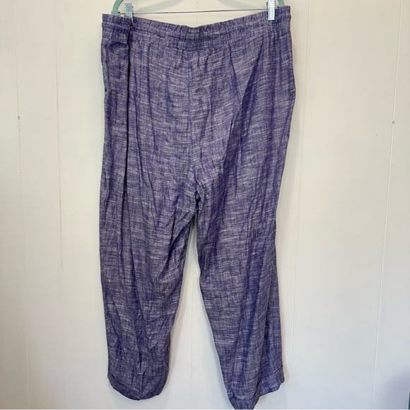 Jones New York Signature Purple Linen Blend Drawstring Elastic Waist Pants XL - Picture 5 of 5